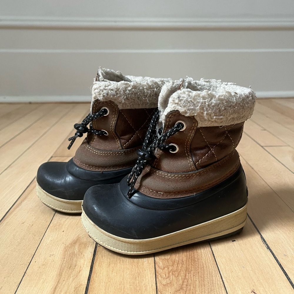 OLANG APE Toddler Winter Boots Brown Leather shearling size 21-22